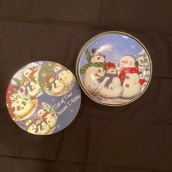 Holiday Magic Snowman Canape Plates -Set of 4 - Picture 8 of 9